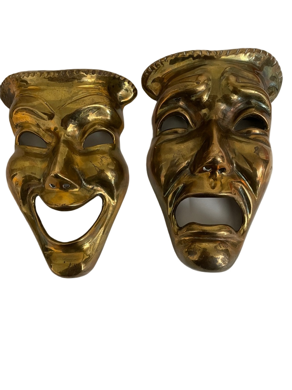 Vintage Brass Comedy and Tragedy Wall Masks